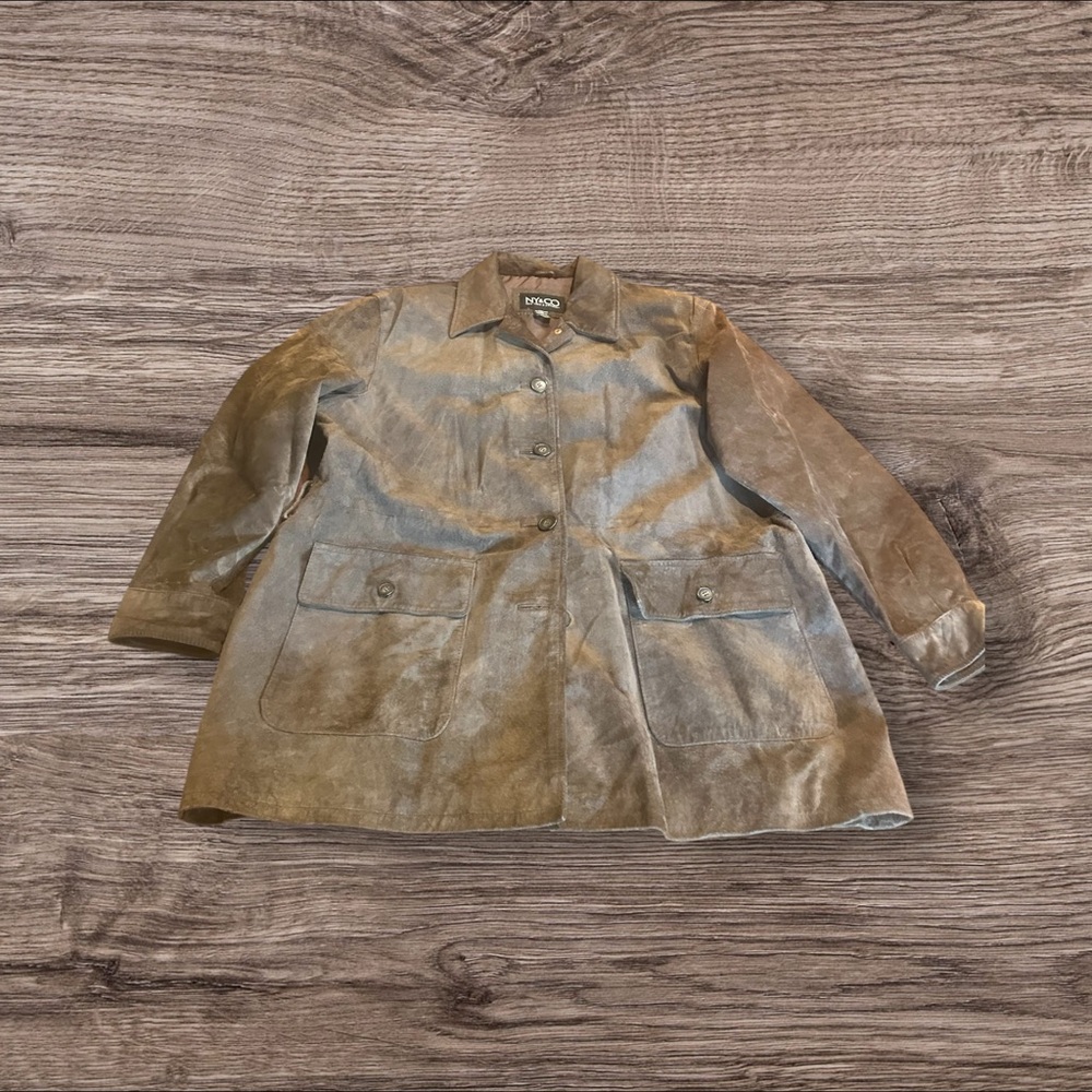 NY&CO New York & Co. Brown 100% Leather Suede Jacket Coat Size XL